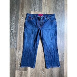 GLO Denim Capris Kids Size 13 Blue Red Contrast Stitch‎ Lace Up Grommet Fly